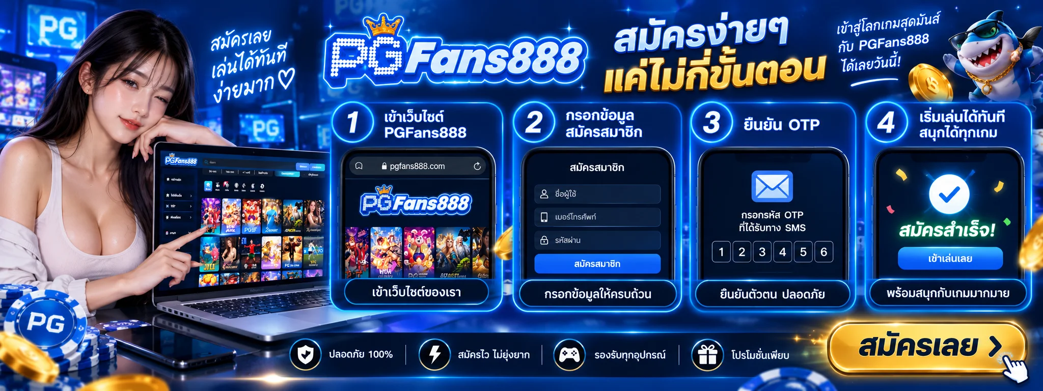 ขั้นตอน สมัครฟรี